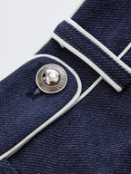 Contrast Piping Mid Waist Bermuda Shorts
