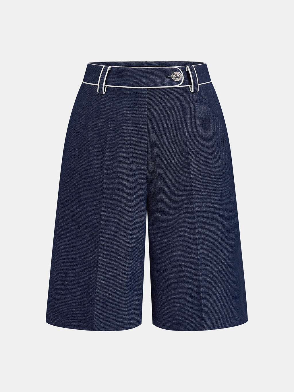 Contrast Piping Mid Waist Bermuda Shorts