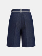 Contrast Piping Mid Waist Bermuda Shorts