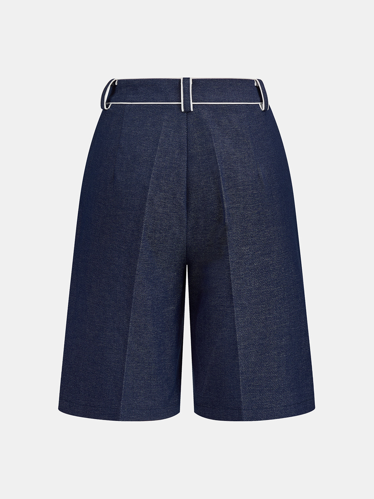Contrast Piping Mid Waist Bermuda Shorts