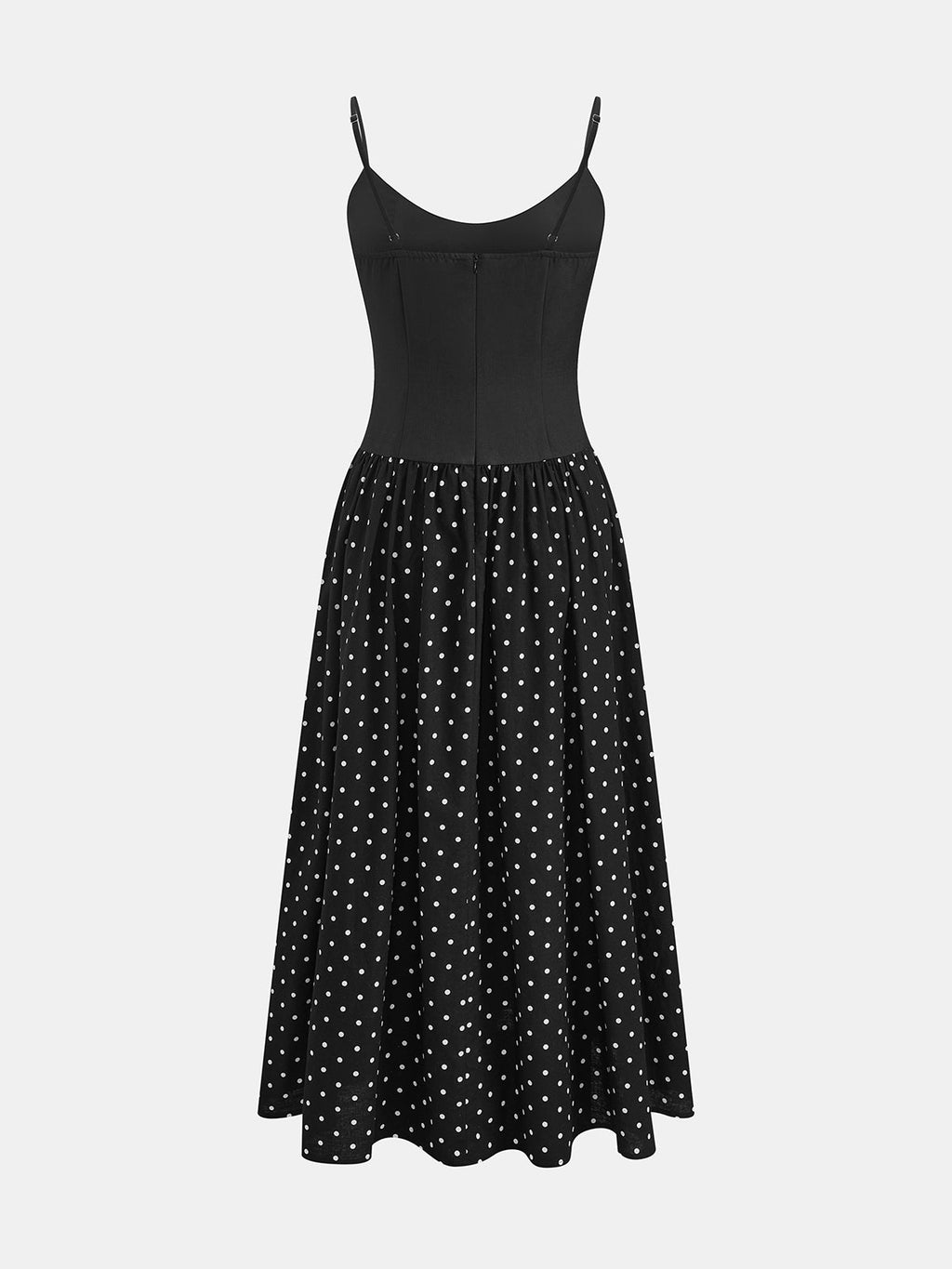Contrast Bodice Polka Dot Dress