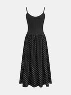 Contrast Bodice Polka Dot Dress