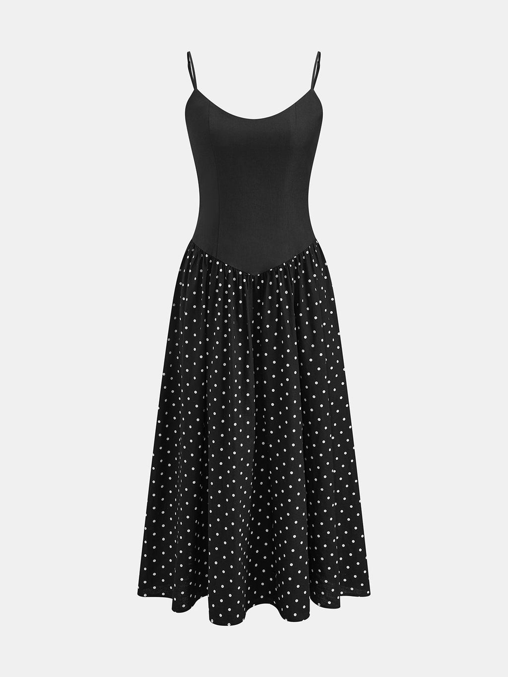 Contrast Bodice Polka Dot Dress