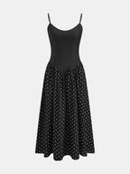 Contrast Bodice Polka Dot Dress