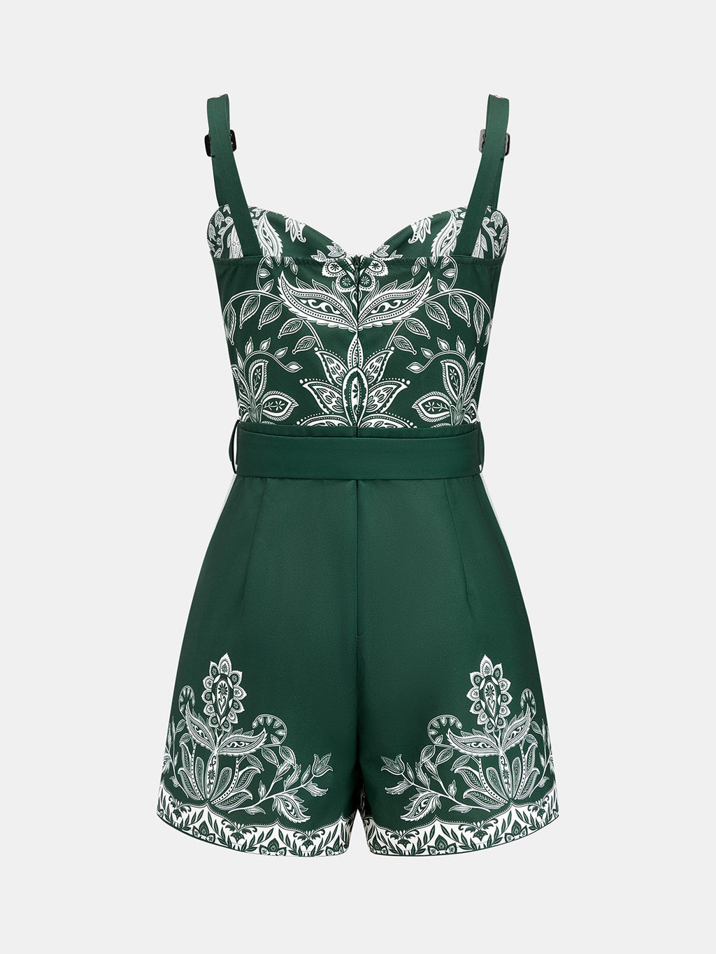 Paisley Print Belted Romper