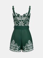 Paisley Print Belted Romper