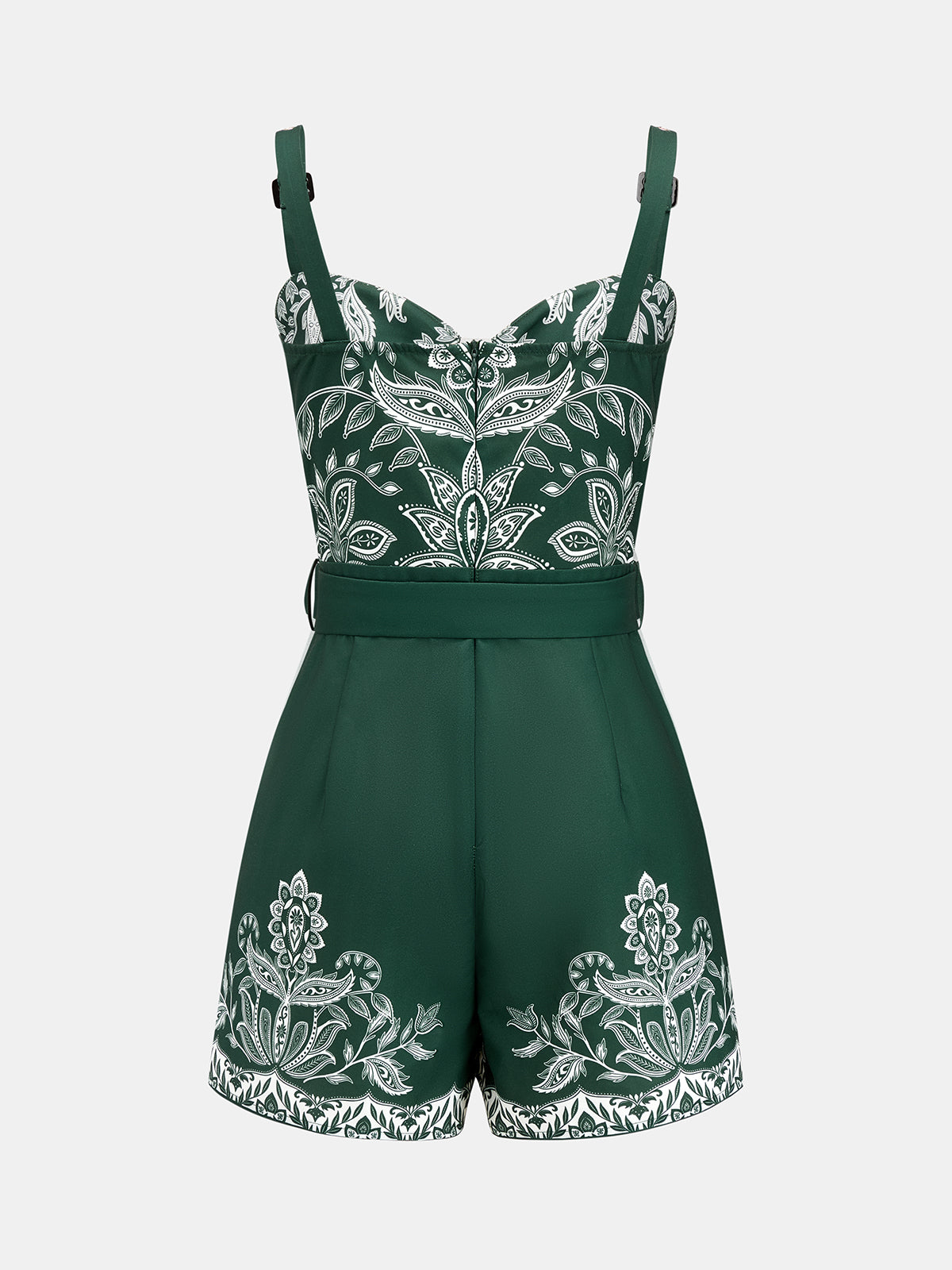 Paisley Print Belted Romper