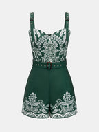 Paisley Print Belted Romper