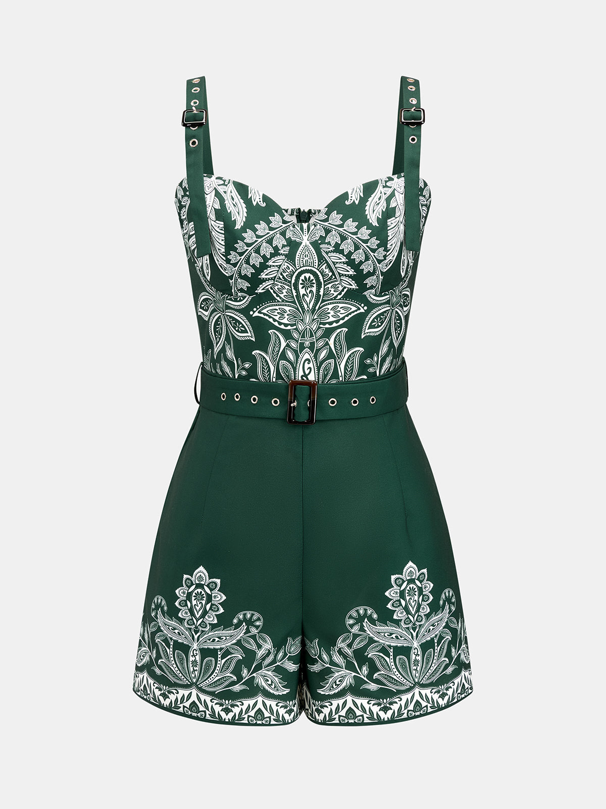 Paisley Print Belted Romper