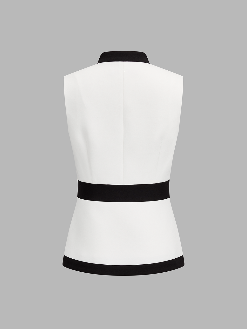 Stand Collar Color Block Metal Decor Vest