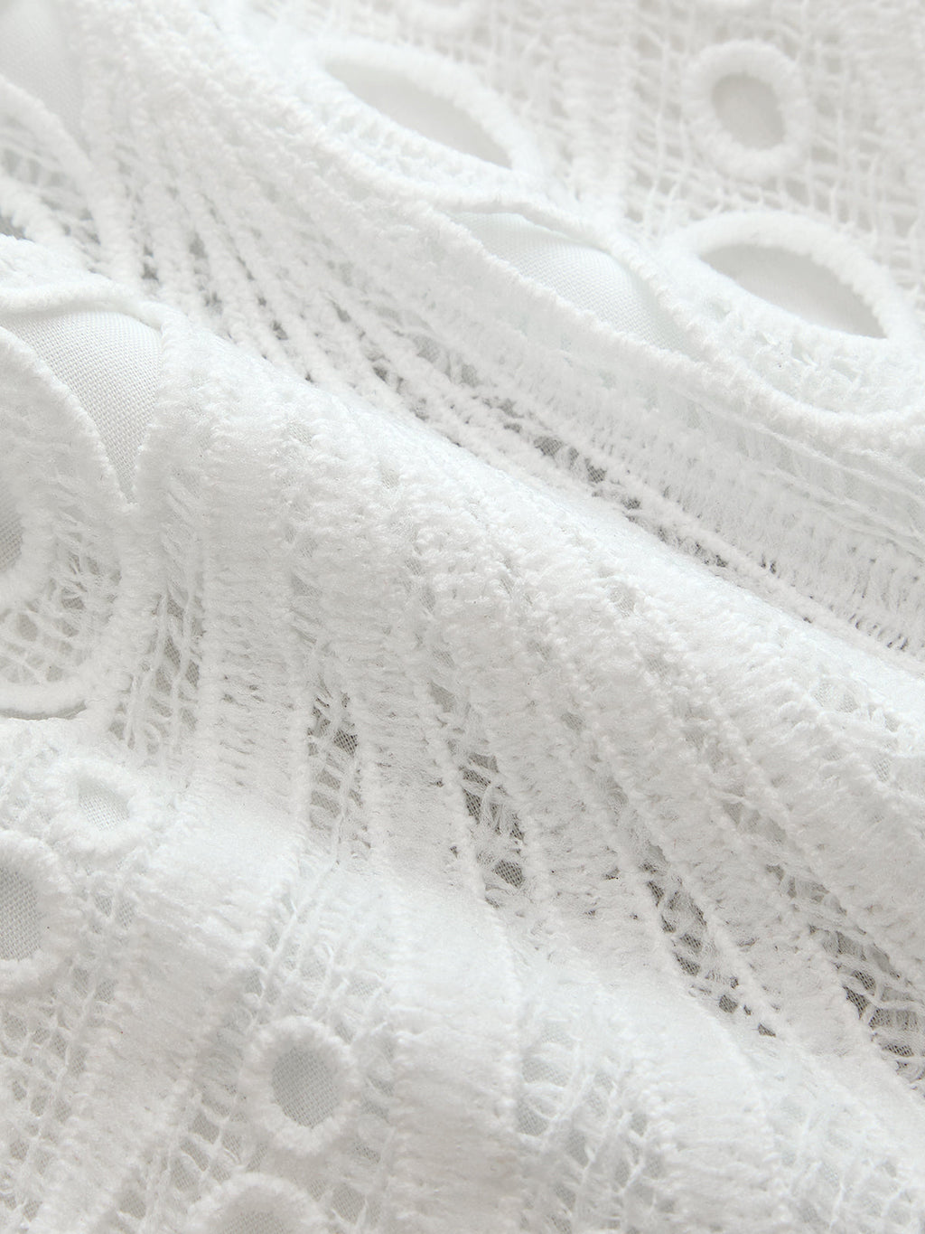 Mandarin Collar Guipure Lace Vest Top