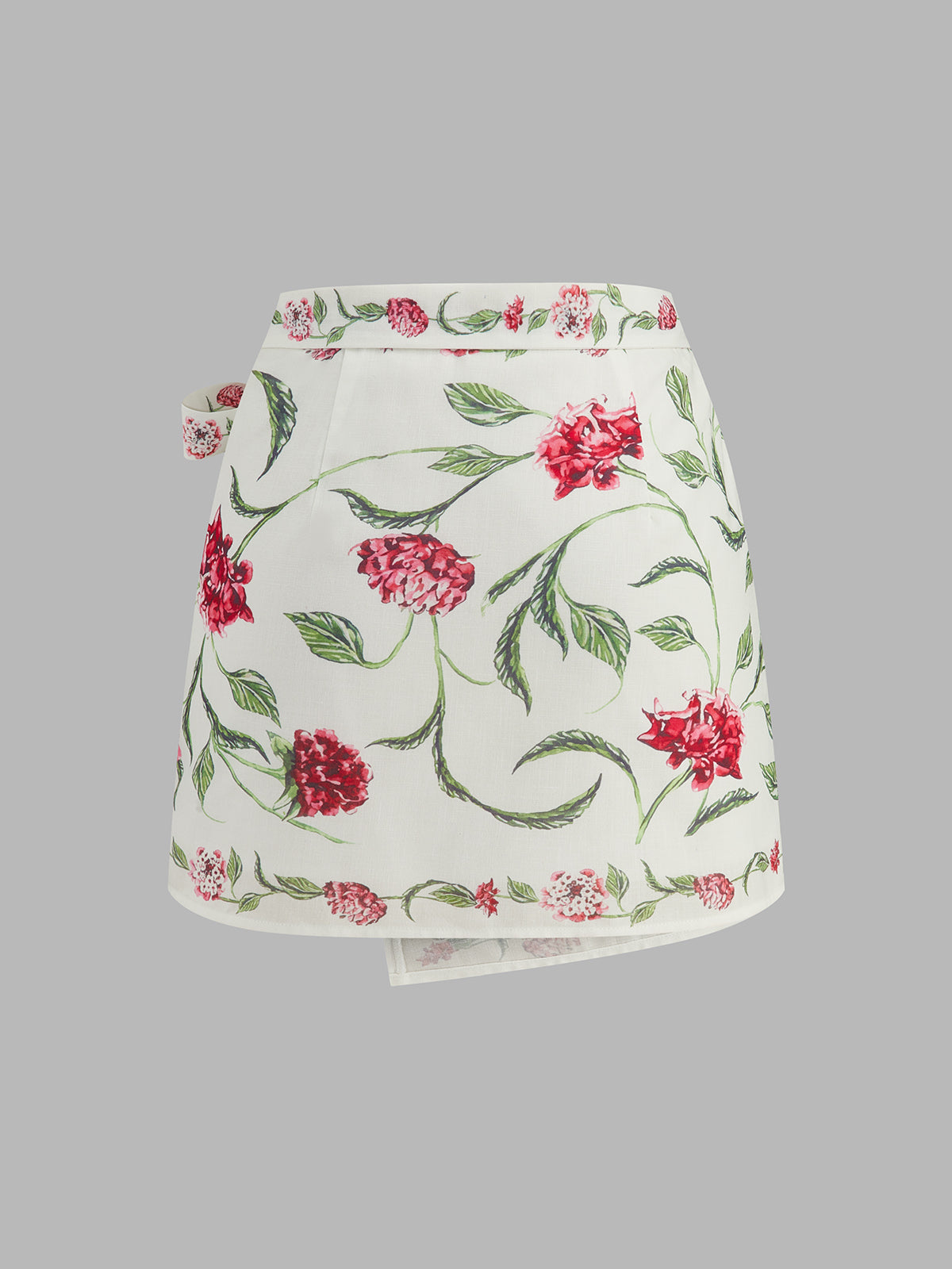 Wrap Tie Floral Print Mini Skirt