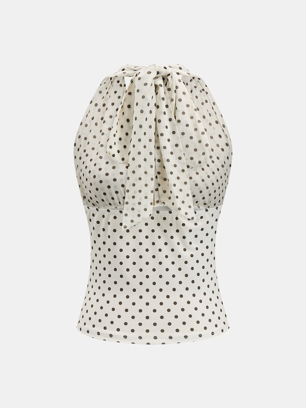 Polka Dot Halter Mesh Top