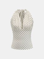 Polka Dot Halter Mesh Top
