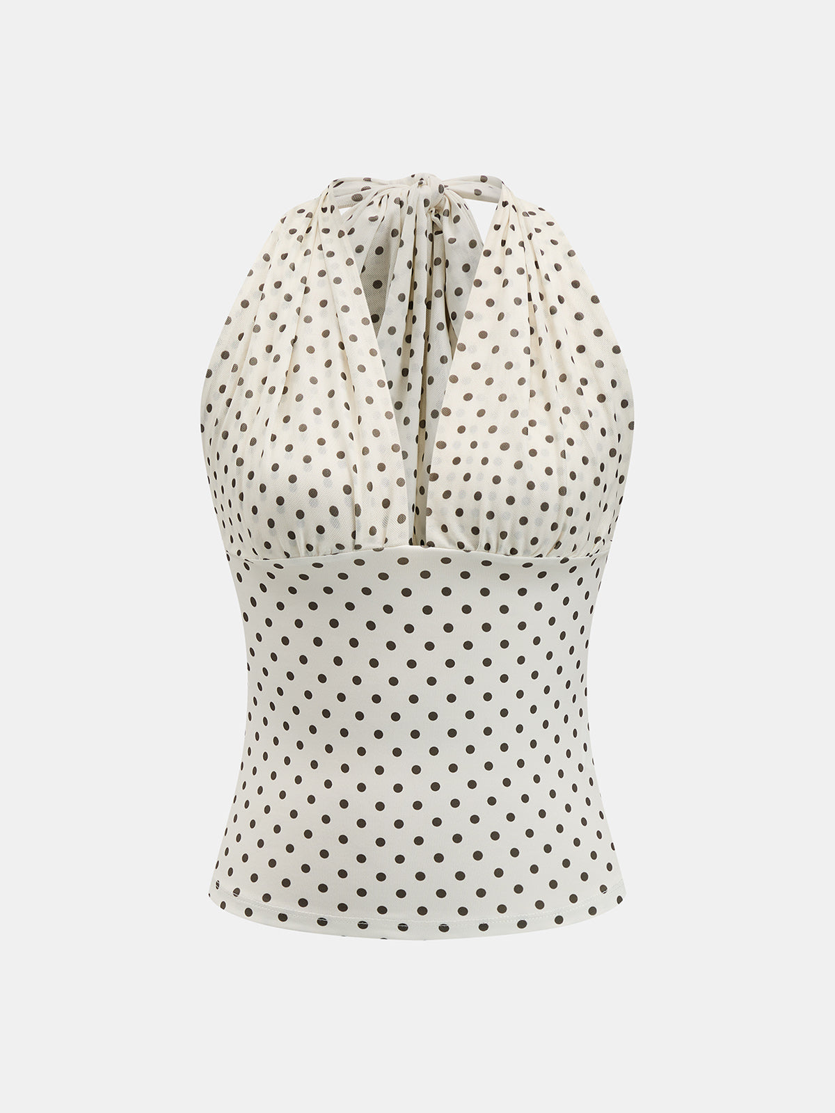 Polka Dot Halter Mesh Top