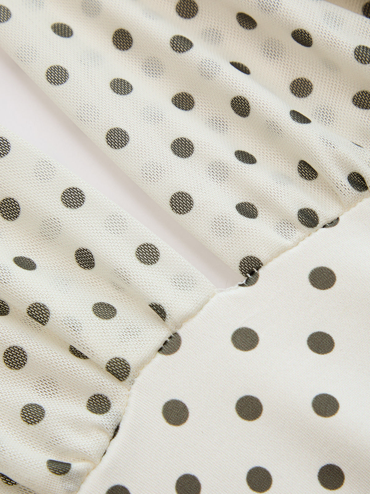 Polka Dot Halter Mesh Top