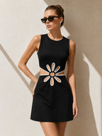 Floral Cutout Sleeveless A-Line Mini Dress
