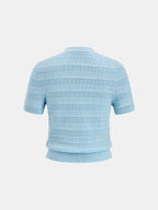 Hollow Textured Metal Button Knit Top