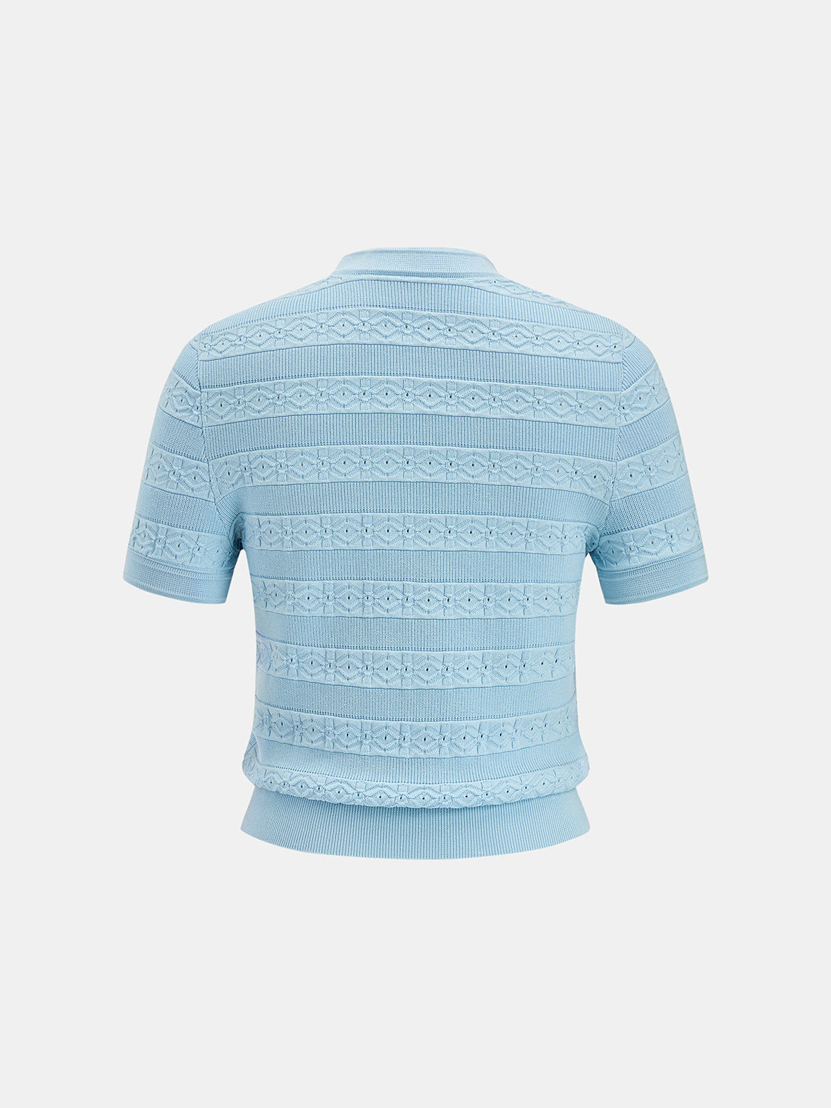 Hollow Textured Metal Button Knit Top