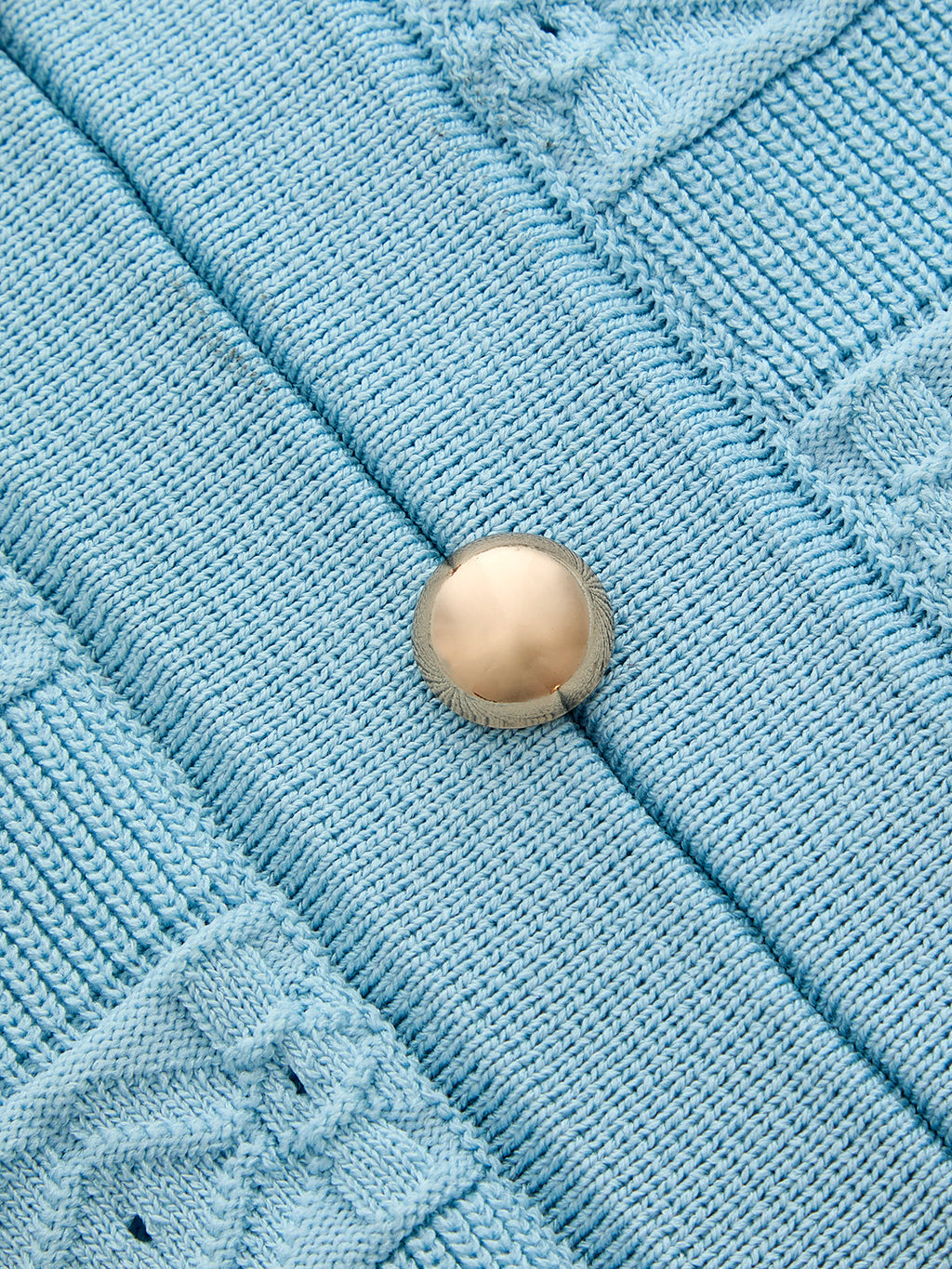 Hollow Textured Metal Button Knit Top