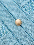 Hollow Textured Metal Button Knit Top