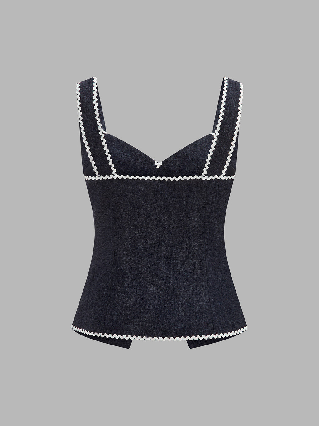 Contrast Wave Edge Button Front Vest