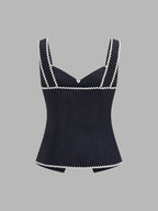 Contrast Wave Edge Button Front Vest