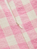 Gingham Scallop Hem Tweed Mini Dress