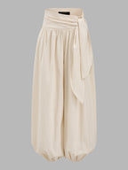 Knot Waist Cotton Linen Jogger Pants