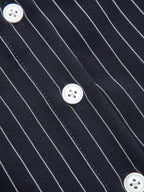 Pinstripe Cinched Waist Mini Shirt Dress