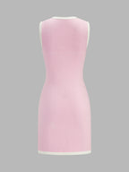 Contrast Trim Pearl Knit Mini Dress
