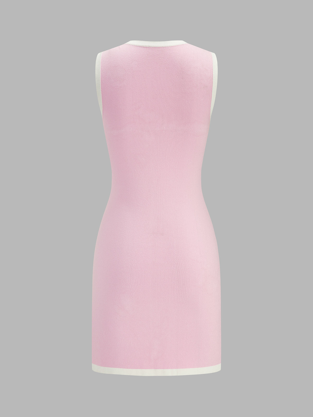 Contrast Trim Pearl Knit Mini Dress