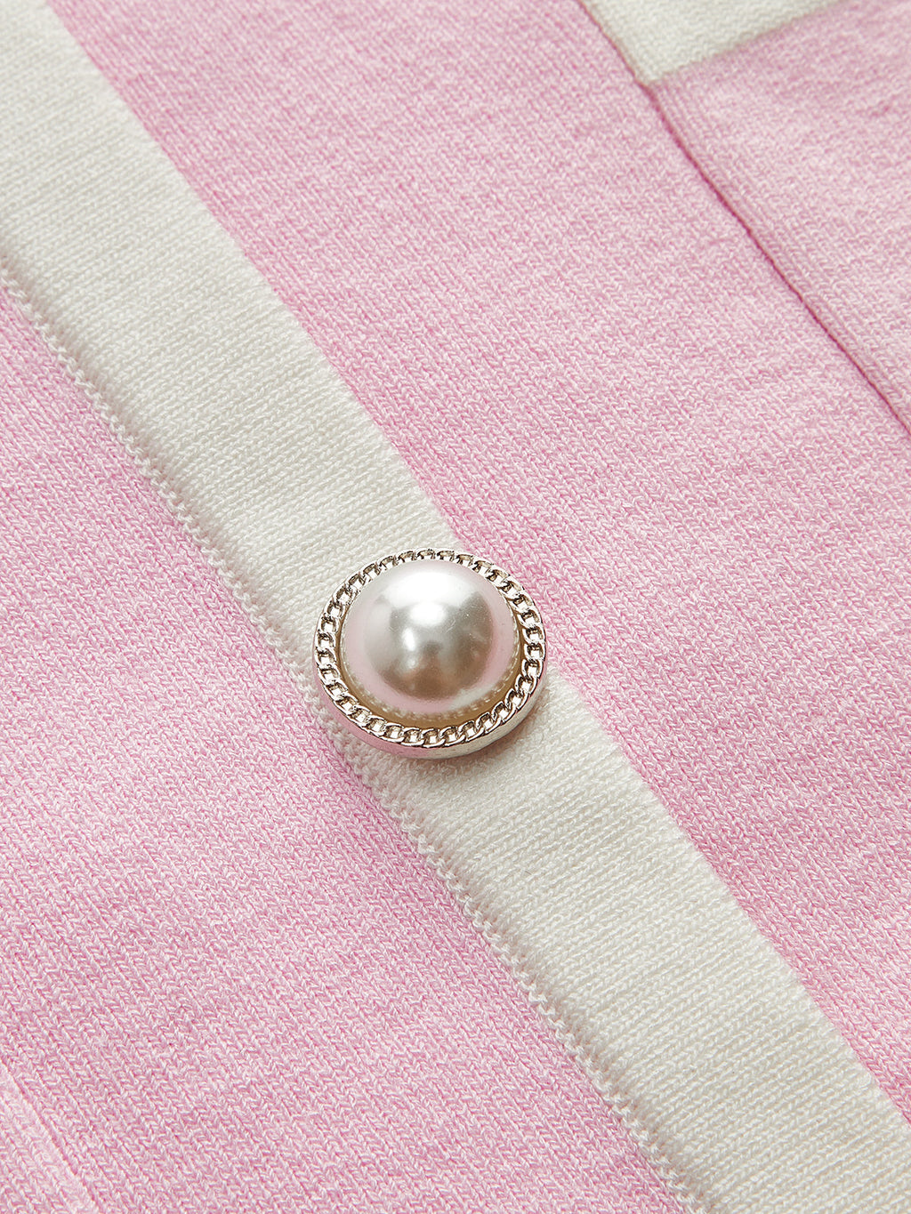 Contrast Trim Pearl Knit Mini Dress