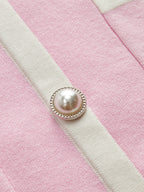 Contrast Trim Pearl Knit Mini Dress