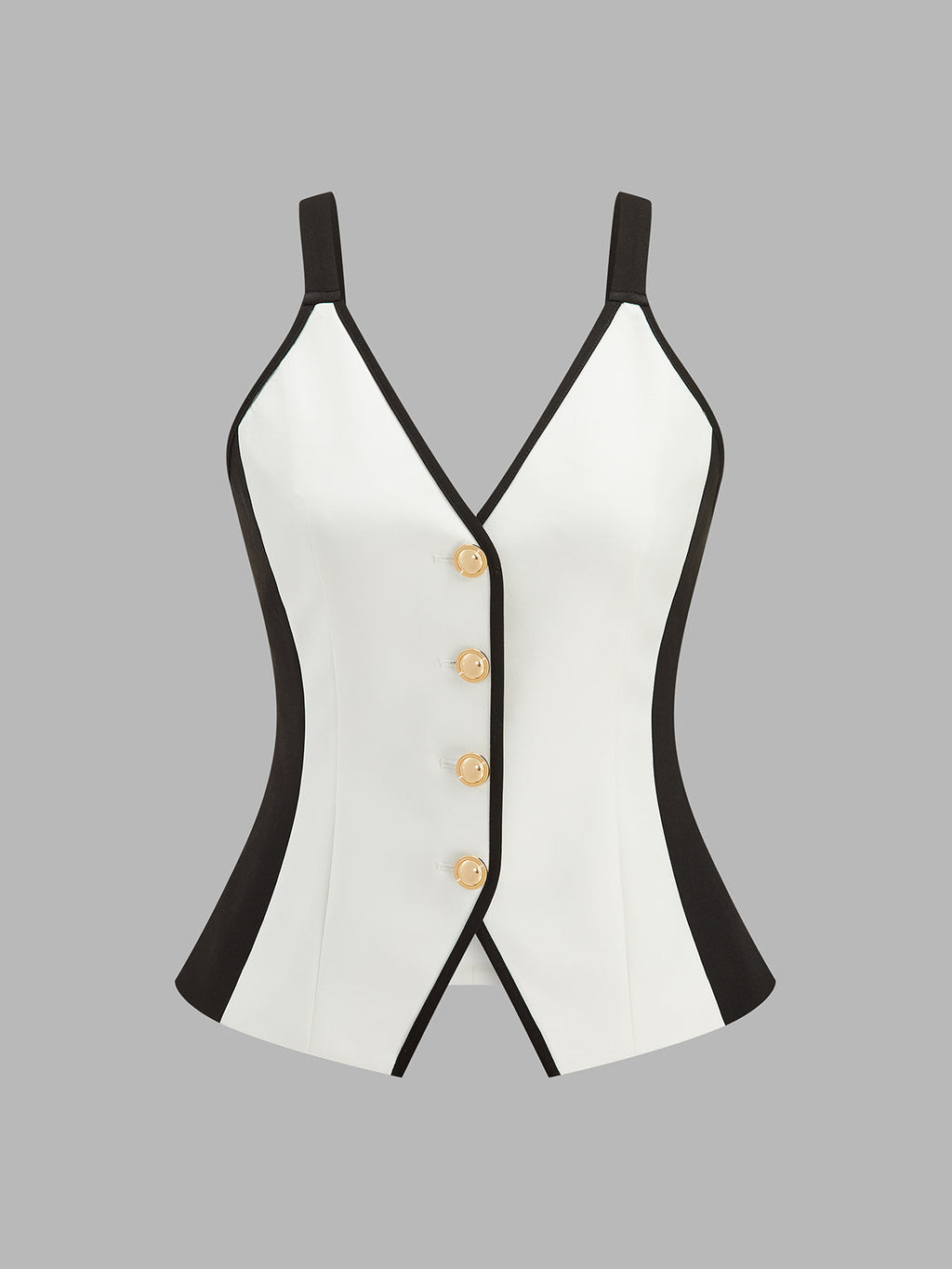 Color Block Metal Button Cami Vest