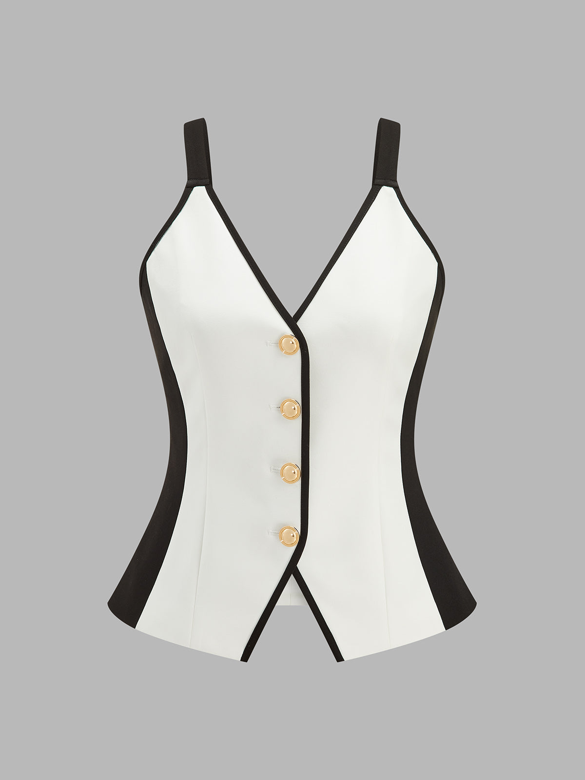 Color Block Metal Button Cami Vest