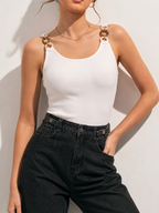 Resin Ring Strap Ribbed Slim Tank Top