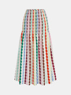 Rainbow Stripe Smocked Waist Midi Skirt