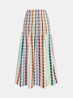 Rainbow Stripe Smocked Waist Midi Skirt