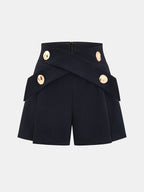 Button Detail High-Waisted Tailored Shorts