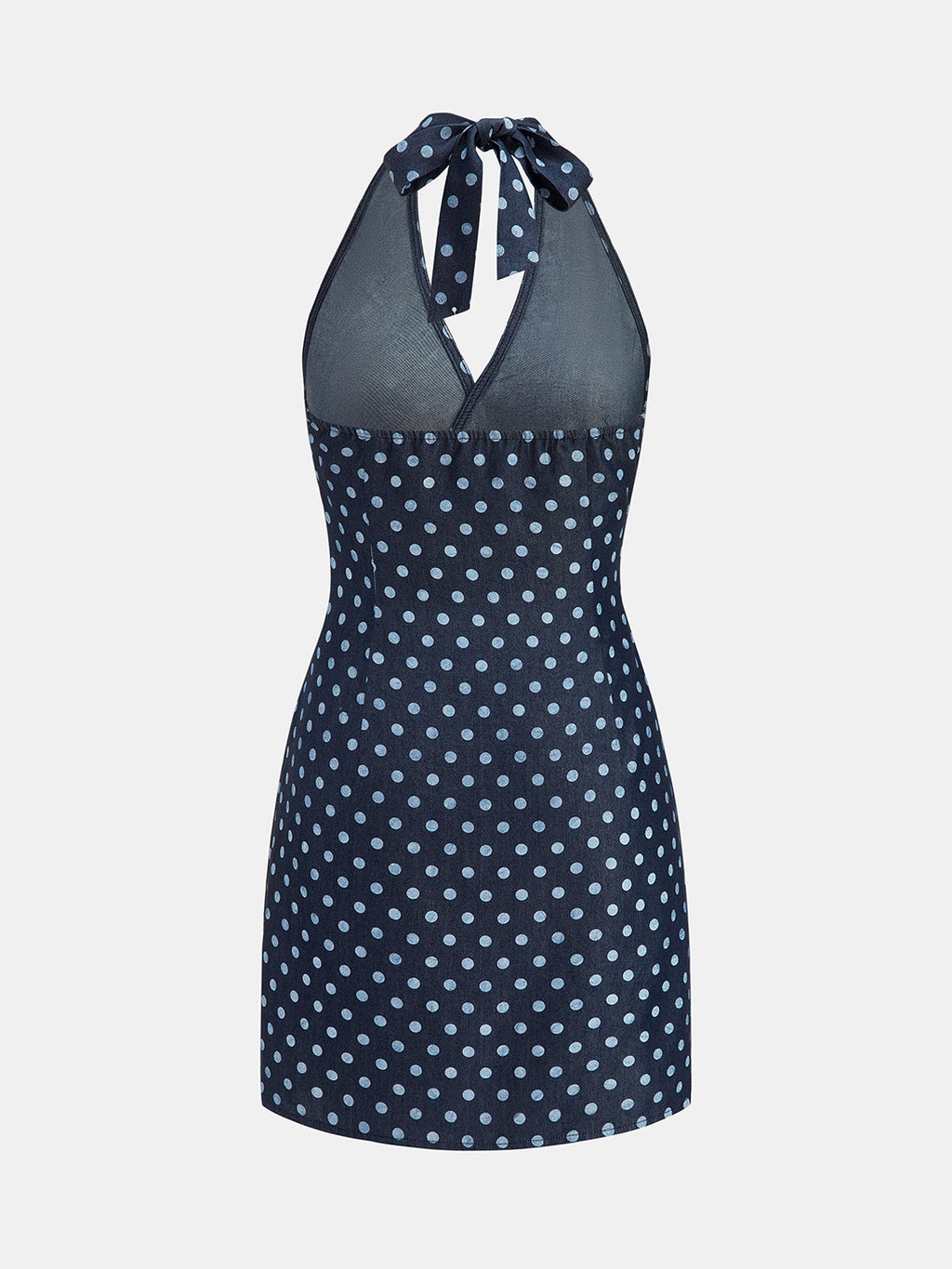 Halter Twist Polka Dot Tencel Mini Dress