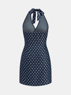 Halter Twist Polka Dot Tencel Mini Dress