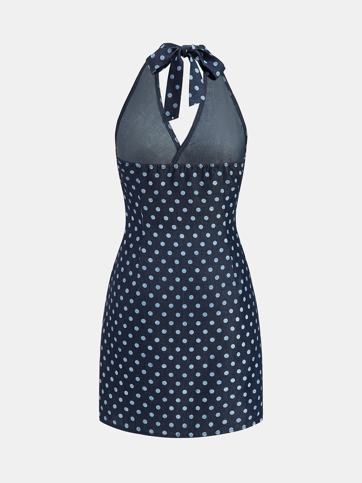 Halter Twist Polka Dot Tencel Mini Dress