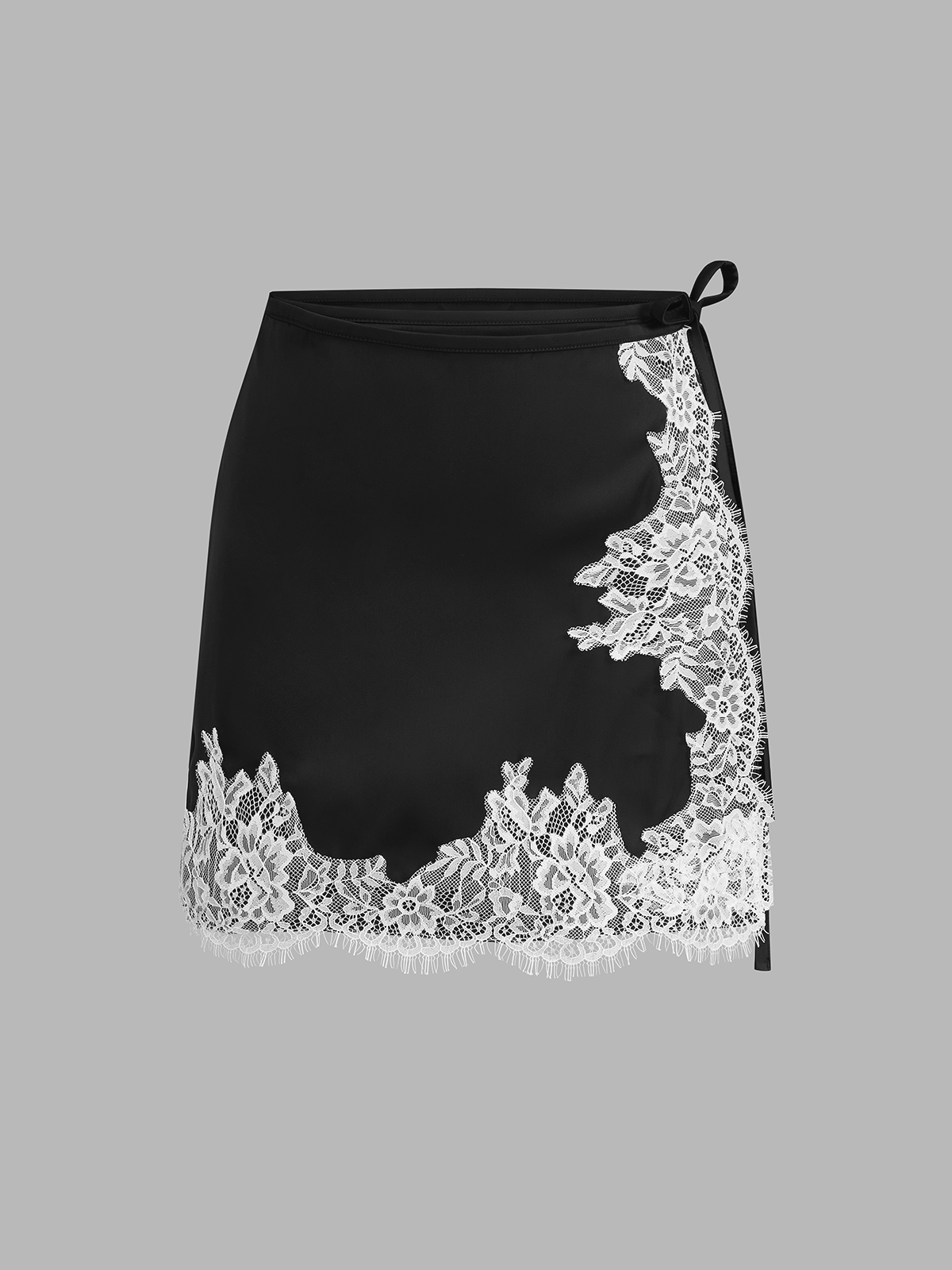 Lace Trim Wrap Mini Skirt