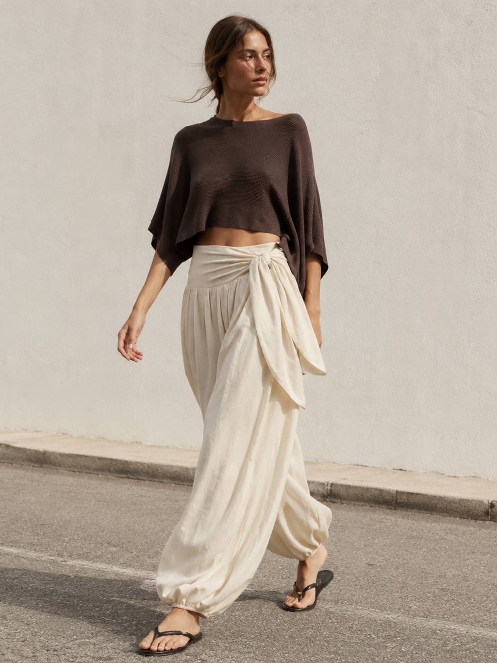 Knot Waist Cotton Linen Jogger Pants