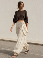 Knot Waist Cotton Linen Jogger Pants