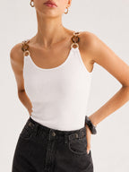 Resin Ring Strap Ribbed Slim Tank Top