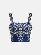 Baroque Print Cami Crop Top & Maxi Skirt Set