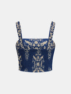 Baroque Print Cami Crop Top & Maxi Skirt Set