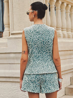 Cord Embroidery Sleeveless Denim Vest